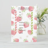 Sweet Strawberry Baby shower Games Bingo en Trait Kaart (Staand voorkant)