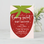 Sweet strawberry baby shower kaart (Staand voorkant)