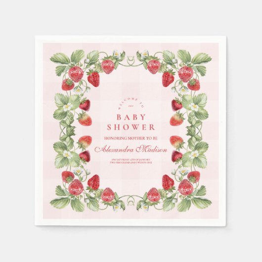 Sweet Strawberry Baby shower Servet (Voorkant)