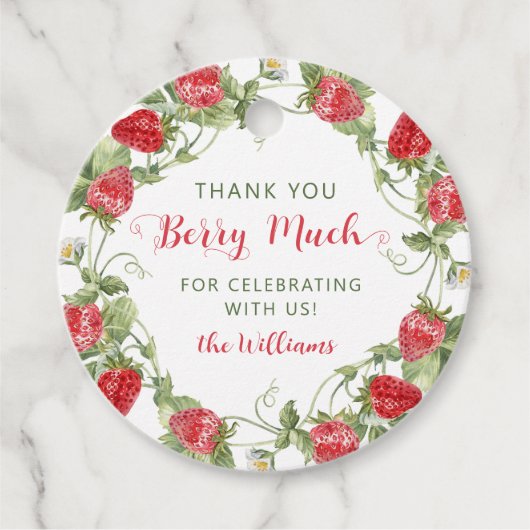 Sweet Strawberry Bedankt Bedankjes Labels (Voorkant)