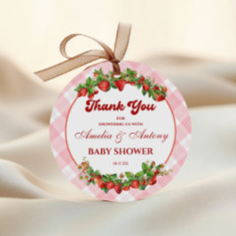 Sweet Strawberry Bedankt Label voor Baby shower