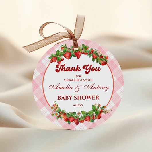 Sweet Strawberry Bedankt Label voor Baby shower