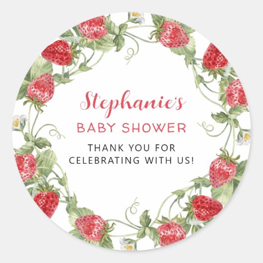 Sweet Strawberry Bedankt Ronde Sticker (Voorkant)