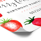 Sweet Strawberry Berry Eerste 1e Verjaardag Welkom Poster (Hoek)