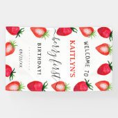 Sweet Strawberry Berry Eerste 1e Verjaardag Welkom Spandoek (Horizontaal)