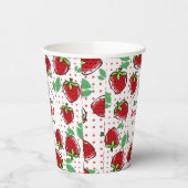 Sweet Strawberry Berry First Birthday Party Papieren Bekers (Links)