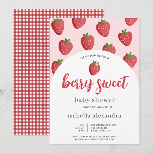 Sweet Strawberry Berry Sweet Baby shower Kaart (Voorkant / Achterkant)
