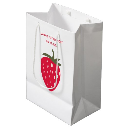 Sweet Strawberry Birthday Medium Cadeauzakje (Voorkant Gekanteld)