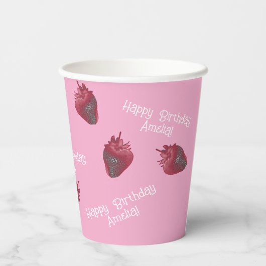 Sweet Strawberry Birthday Papieren beker (Achterkant)