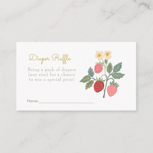Sweet Strawberry Bouquet Diaper Raffle Informatiekaartje (Voorkant)