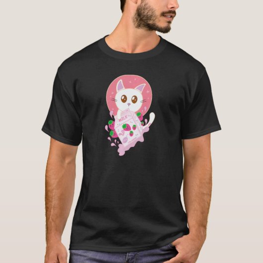 Sweet Strawberry Cat T-shirt (Voorkant)