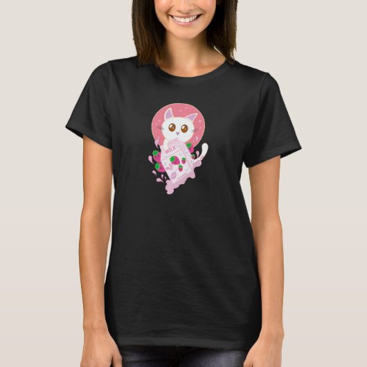 Sweet Strawberry Cat   T-shirt (Voorkant)