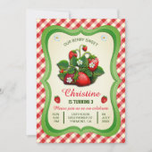 Sweet Strawberry Cute Birthday Party Invitation Kaart (Voorkant)