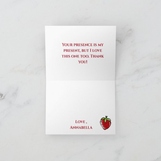 Sweet Strawberry Dank u Feestdagen Kaart (Binnen)