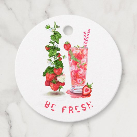 Sweet Strawberry Drink Gift Labels - aangepaste te (Voorkant)