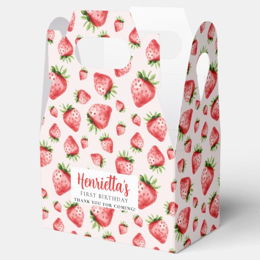 Sweet Strawberry First Birthday Favor Box Bedankdoosjes (Geopend)