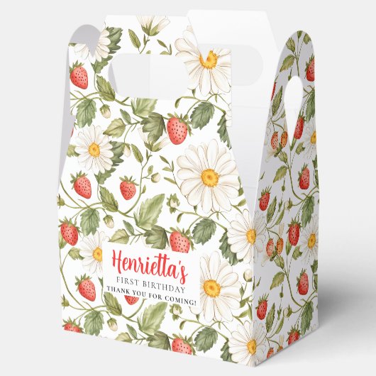 Sweet Strawberry First Birthday Favor Box Bedankdoosjes (Geopend)