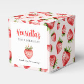 Sweet Strawberry First Birthday Favor Box Bedankdoosjes (Voorkant Zijde)