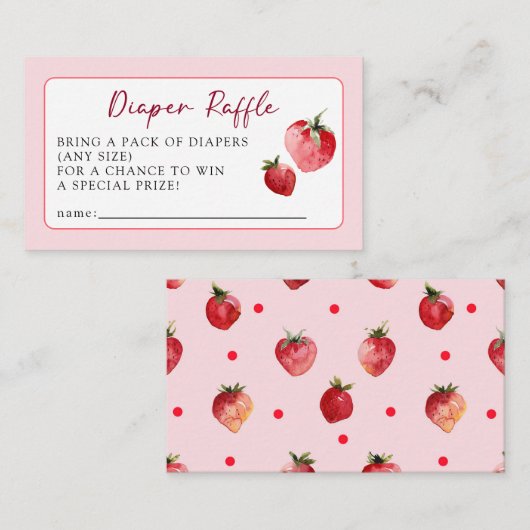 Sweet Strawberry Fruit Baby Shower Diaper Raffle  Informatiekaartje (Voorkant / Achterkant)