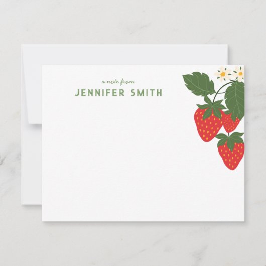 Sweet Strawberry Garden Gepersonaliseerde Notecard RSVP Kaartje (Voorkant)