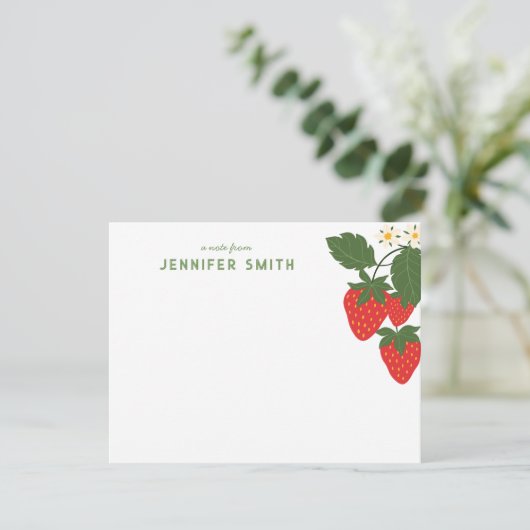 Sweet Strawberry Garden Gepersonaliseerde Notecard RSVP Kaartje (Staand voorkant)