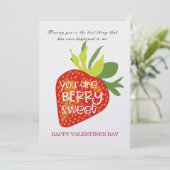 Sweet Strawberry gepersonaliseerde Valentijnsdag K Feestdagenkaart (Staand voorkant)