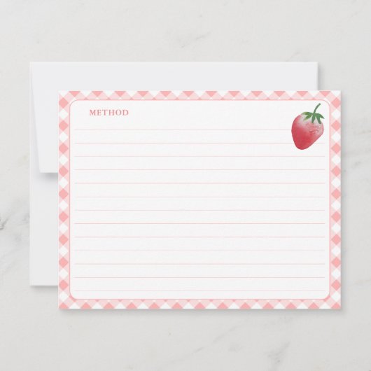 Sweet Strawberry Gingham Vrijgezellenfeest Recept  Kaart (Achterkant)