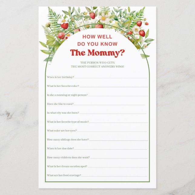 Sweet Strawberry Goed ken je het mama spel (Voorkant)