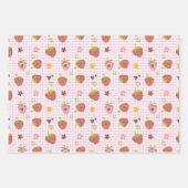 Sweet Strawberry Heart Plaid Achtergrond Inpakpapier Vel (Voorkant 2)