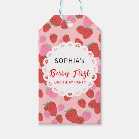 Sweet Strawberry Lace Gift Label Cadeaulabel (Voorkant)