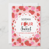 Sweet Strawberry Lace Invitation Kaart (Voorkant)