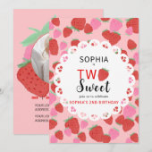 Sweet Strawberry Lace Invitation Kaart (Voorkant / Achterkant)
