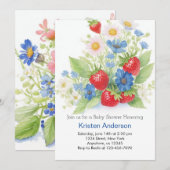 Sweet Strawberry Meadow Boy Baby shower Kaart (Voorkant / Achterkant)