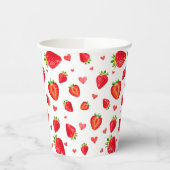 Sweet Strawberry Pattern Waterverf Love Papieren Bekers (Links)