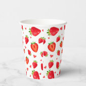 Sweet Strawberry Pattern Waterverf Love Papieren Bekers (Rechts)