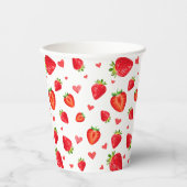 Sweet Strawberry Pattern Waterverf Love Papieren Bekers (Voorkant)