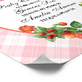 Sweet Strawberry Pink Gingham Bar Menu Douche Poster (Hoek)