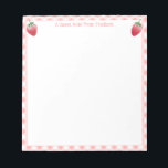 Sweet Strawberry Pink Gingham Check Girl's Notitieblok<br><div class="desc">Een zoet notitieblok met een roze gingham check border en mijn originele waterverf aardbeien illustraties.</div>