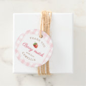 Sweet Strawberry Pink Gingham Dank u Bedankjes Labels (In situ)