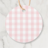 Sweet Strawberry Pink Gingham Dank u Bedankjes Labels (Achterkant)