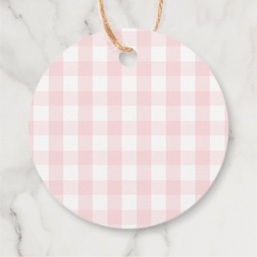 Sweet Strawberry Pink Gingham Dank u Bedankjes Labels (Achterkant)