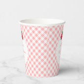 Sweet Strawberry Pink Gingham Picnic Baby shower Papieren Bekers (Rechts)