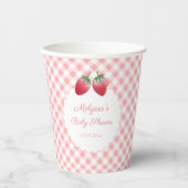 Sweet Strawberry Pink Gingham Picnic Baby shower Papieren Bekers (Voorkant)