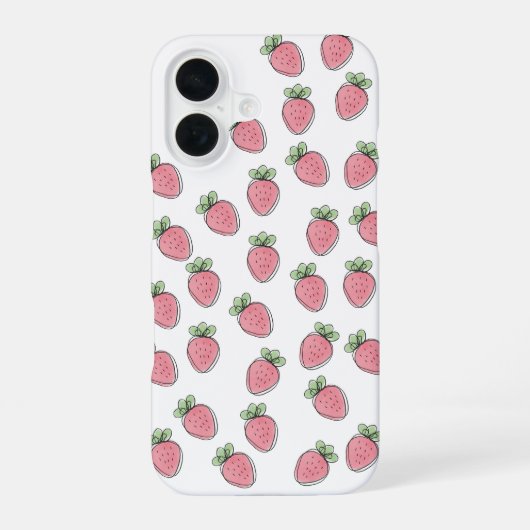 Sweet Strawberry Print iPhone 16 Hoesje (Achterkant)
