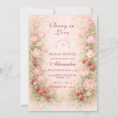 Sweet Strawberry Romance Bridal Shower Kaart (Voorkant)