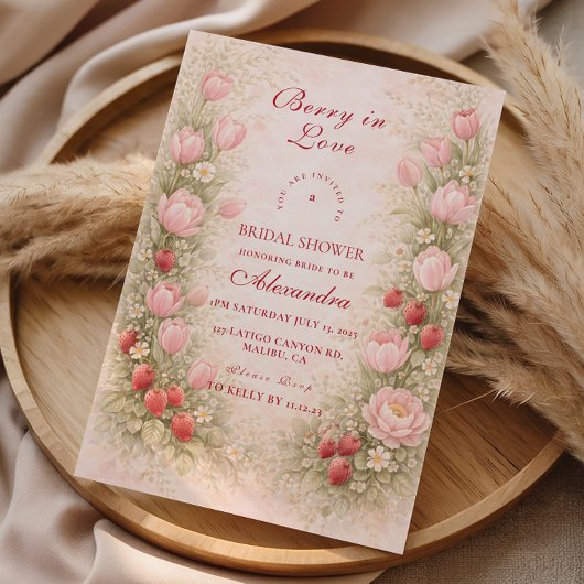 Sweet Strawberry Romance Bridal Shower Kaart