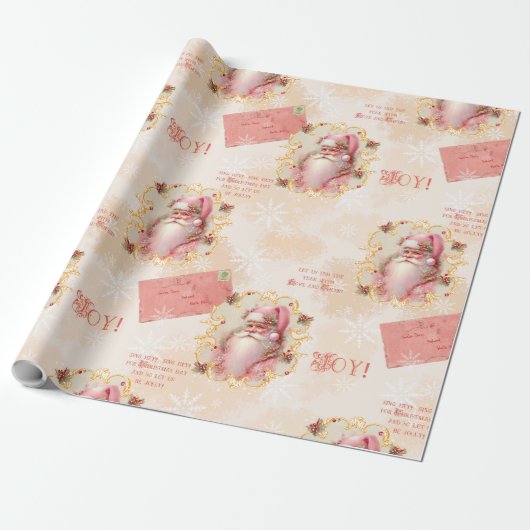Sweet Strawberry Santa cadeauverpakking Cadeaupapier (Uitgerold)