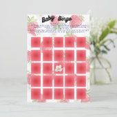 Sweet Strawberry Thema Baby Bingo Douche Spel Kaart (Staand voorkant)