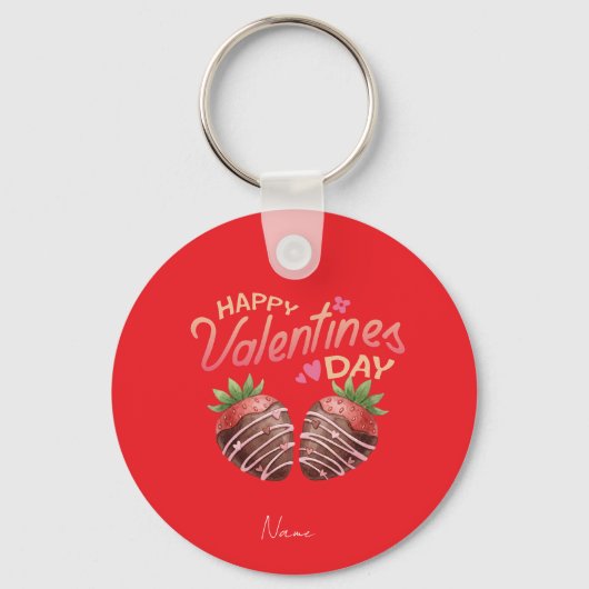 Sweet Strawberry Valentine's Day Personalized Coff Sleutelhanger (Voorkant)