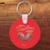 Sweet Strawberry Valentine's Day Personalized Coff Sleutelhanger (Voorkant)